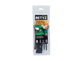 Picture of EveryTie 6 Inch Black Releasable Tie - 20 Pack