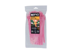 Picture of 8 Inch Fluorescent Pink Releasable/Reusable Cable Tie - 100 Pack