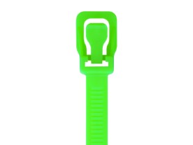 Picture of 14 Inch Fluorescent Green Releasable/Reusable Cable Tie - 10 Pack