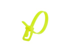 Picture of 6 Inch 50 Lbs Fluorescent Yellow Releasable/Reusable Cable Tie - 100 Pack