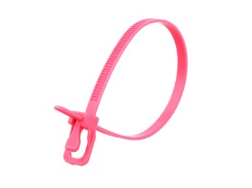 Picture of EveryTie 8 Inch Fluorescent Pink Reusable Tie - 100 Pack