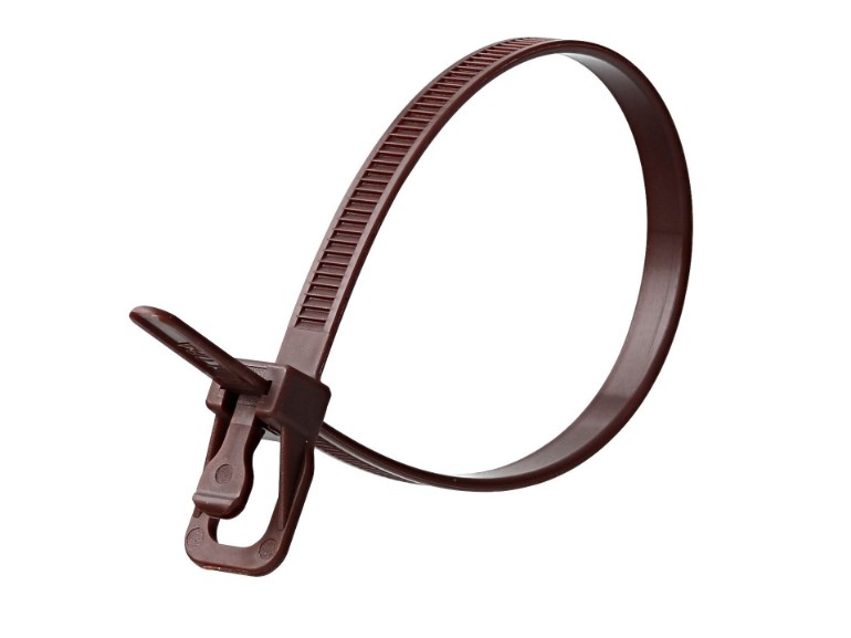 Picture of 16 Inch 50 Lbs Brown Releasable/Reusable Cable Tie - 20 Pack