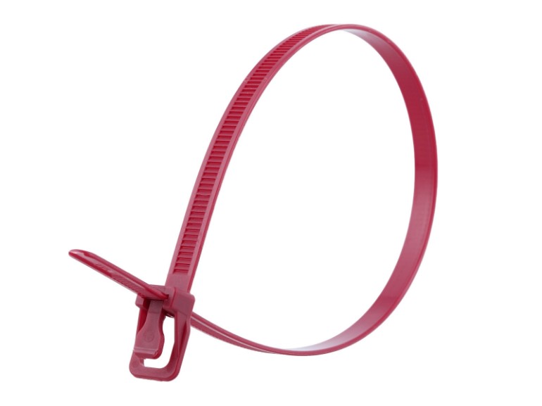 Picture of 14 Inch Plenum Cranberry Releasable/Reusable Cable Tie - 10 Pack